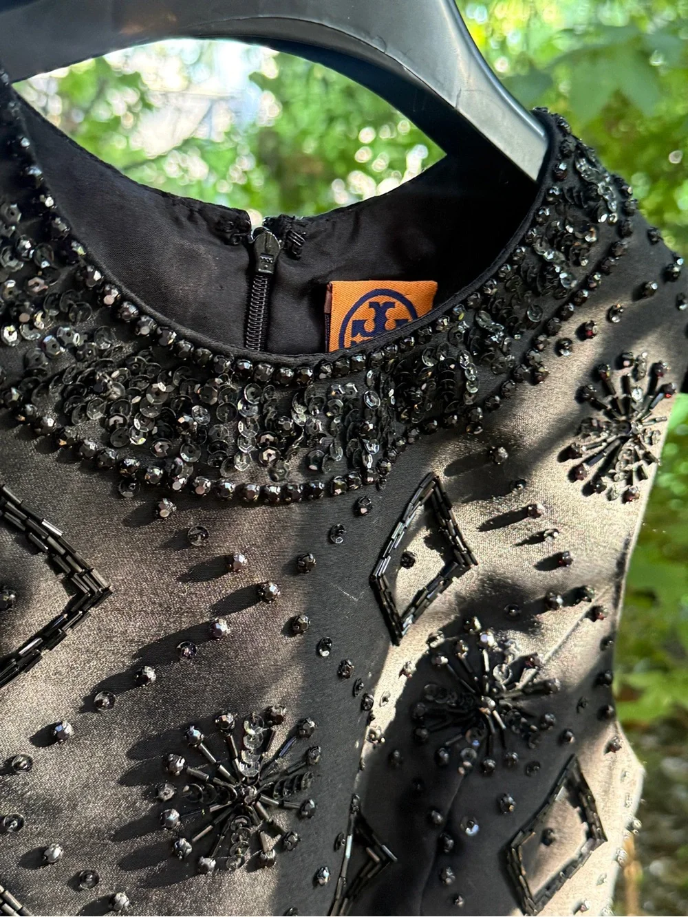 Tory Burch Black Beaded Sleeveless Dress